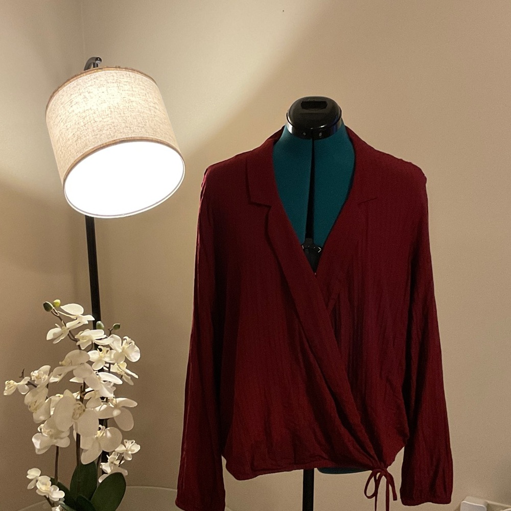 Express Burgundy Wrap Blouse